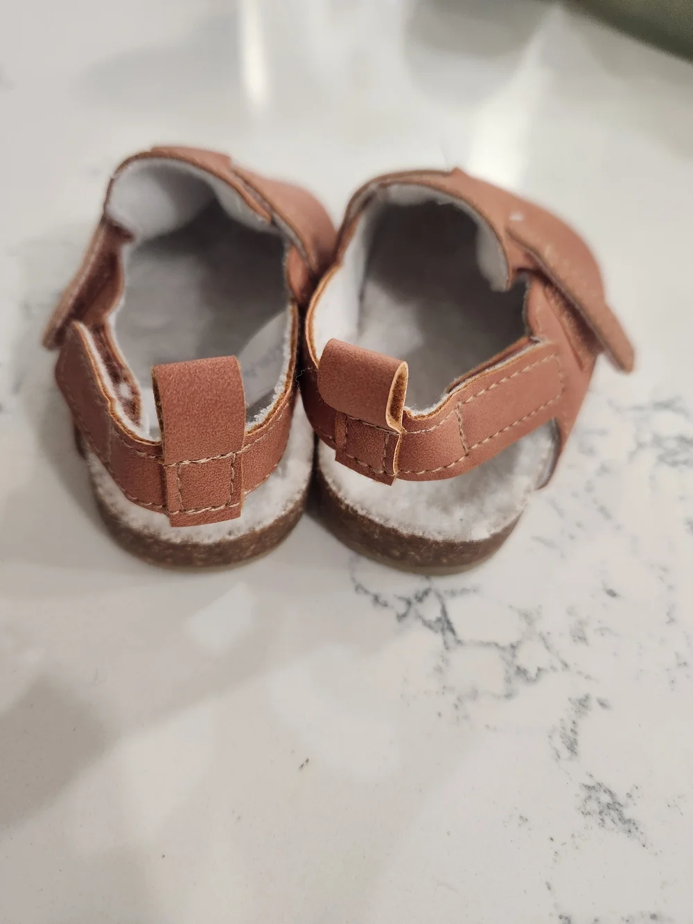 Baby Brown Faux-Leather Clogs